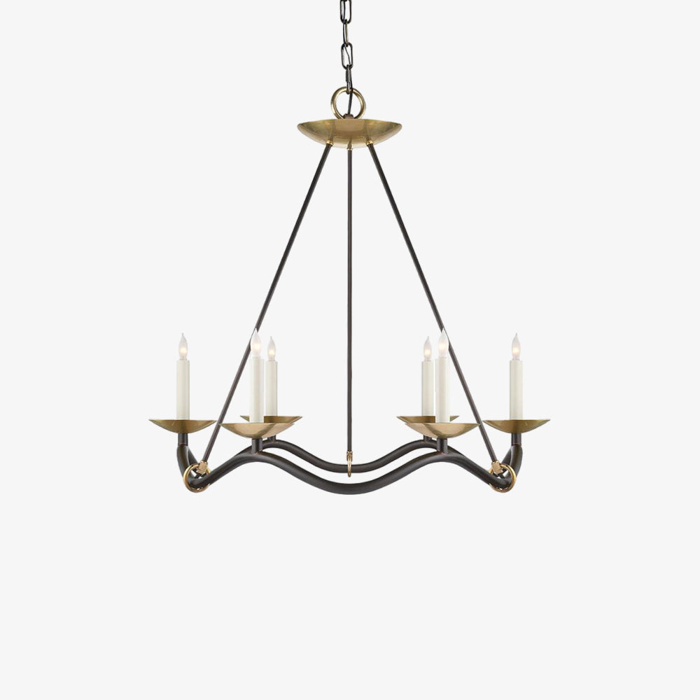 Choros Chandelier 6 Heads: ∅ 28.7″ x H 29.5″ / Dia 73cm x H 75cm / Brass & Black Chandelier