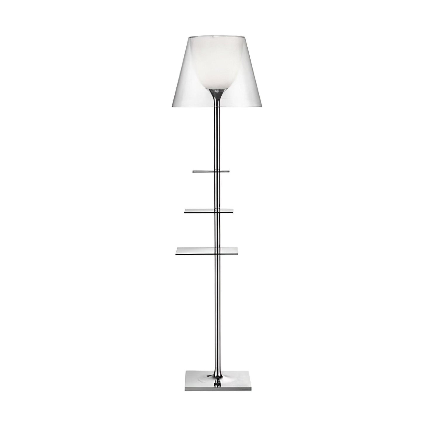 Chrome Prism Side Table Floor Lamp ∅ 15.6″ x H 60.2″ / Dia 39.5cm x H 153cm / Chrome & Clear acrylic / US Plug Floor
