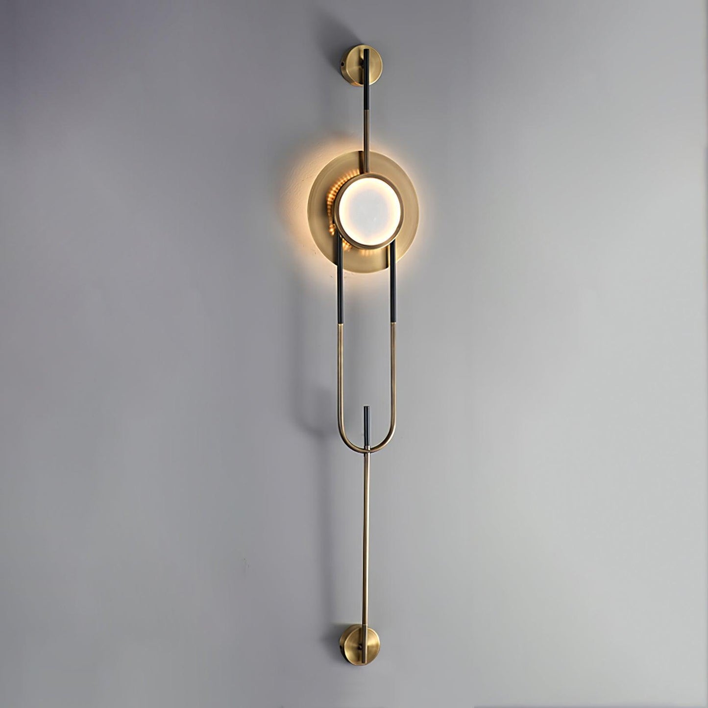 Circular Marble Wall Light ∅ 7.9″ x H 63″ / Dia 20cm x H 160cm / Gold & White / Warm Light Wall lamp