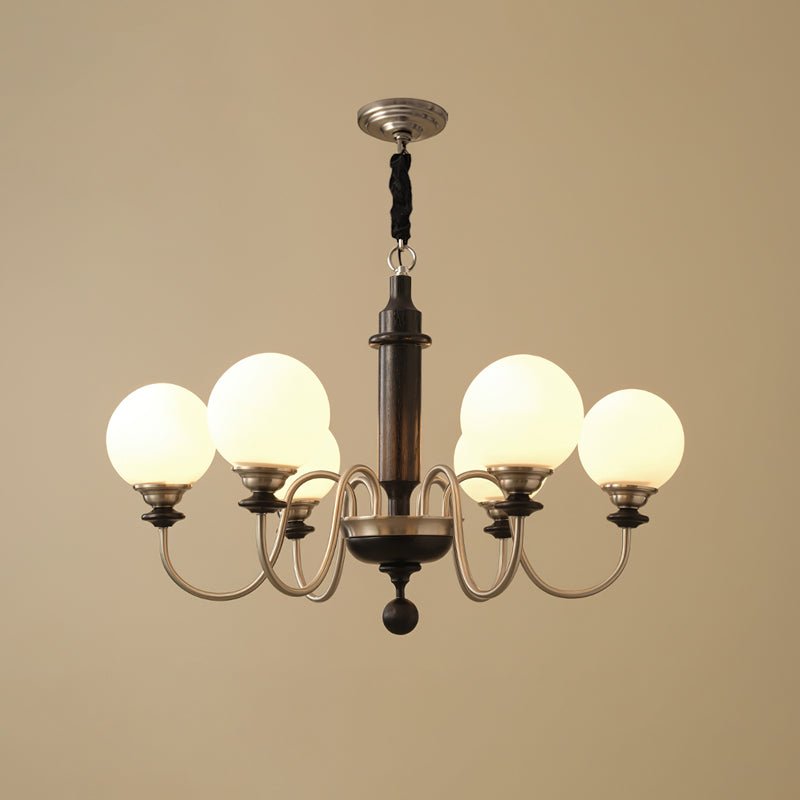 Colonial Grace Chandelier 6 Heads Dia 79cm x H 49cm / ∅ 31.1″ x H 19.3″ / Black & Chrome Chandelier