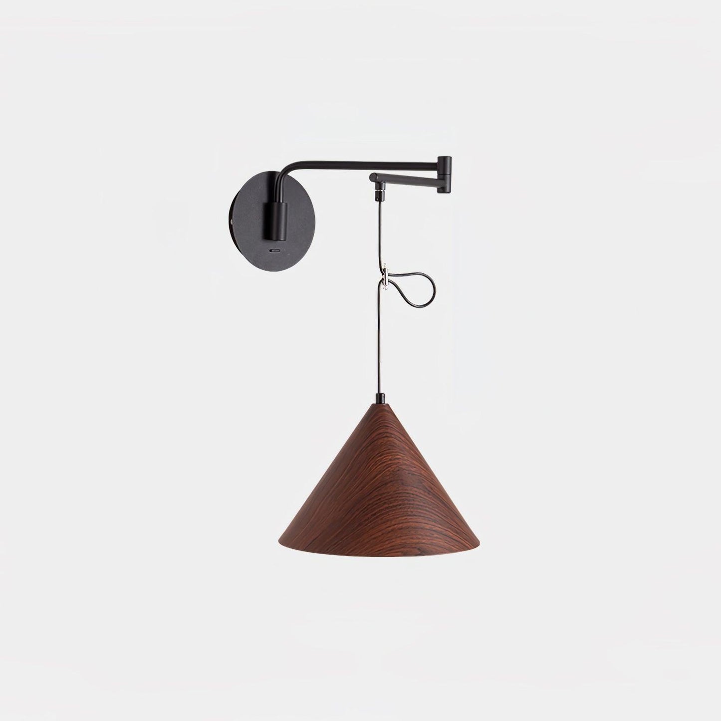 Cone Swing Arm Wall Lamp ∅ 13.8″ x H 39.4″ x L 29.5″ / Dia 35cm x H 100cm x L 75cm / Walnut Color & Black Wall lamp
