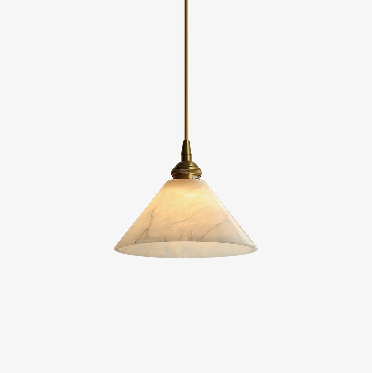 Conical Brass Pendant Lamp ∅ 6.3″ x H 5.5″ / Dia 16cm x H 14cm / Brass & White Alabaster Pendant light