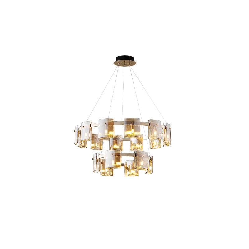 Corlota Chandelier 2 Layers ∅ 39.4″ + ∅ 23.6″ / Dia 100cm + Dia 60cm / Gold Chandelier