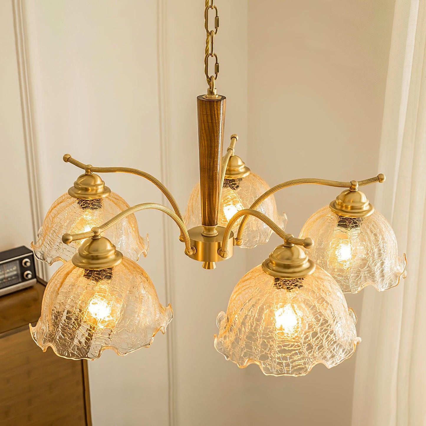 Crack Flower Chandelier 5 heads ∅ 31.4″ x H 13.7″ / Dia 80cm x H 35cm / Polished brass Chandelier