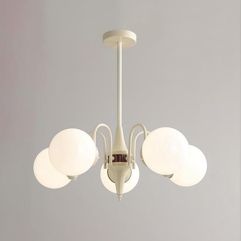 Cream Ball Chandelier 5 heads ∅ 25.6″ x H 9.8″ / Dia 65cm x H 25cm / Beige + Red Chandelier