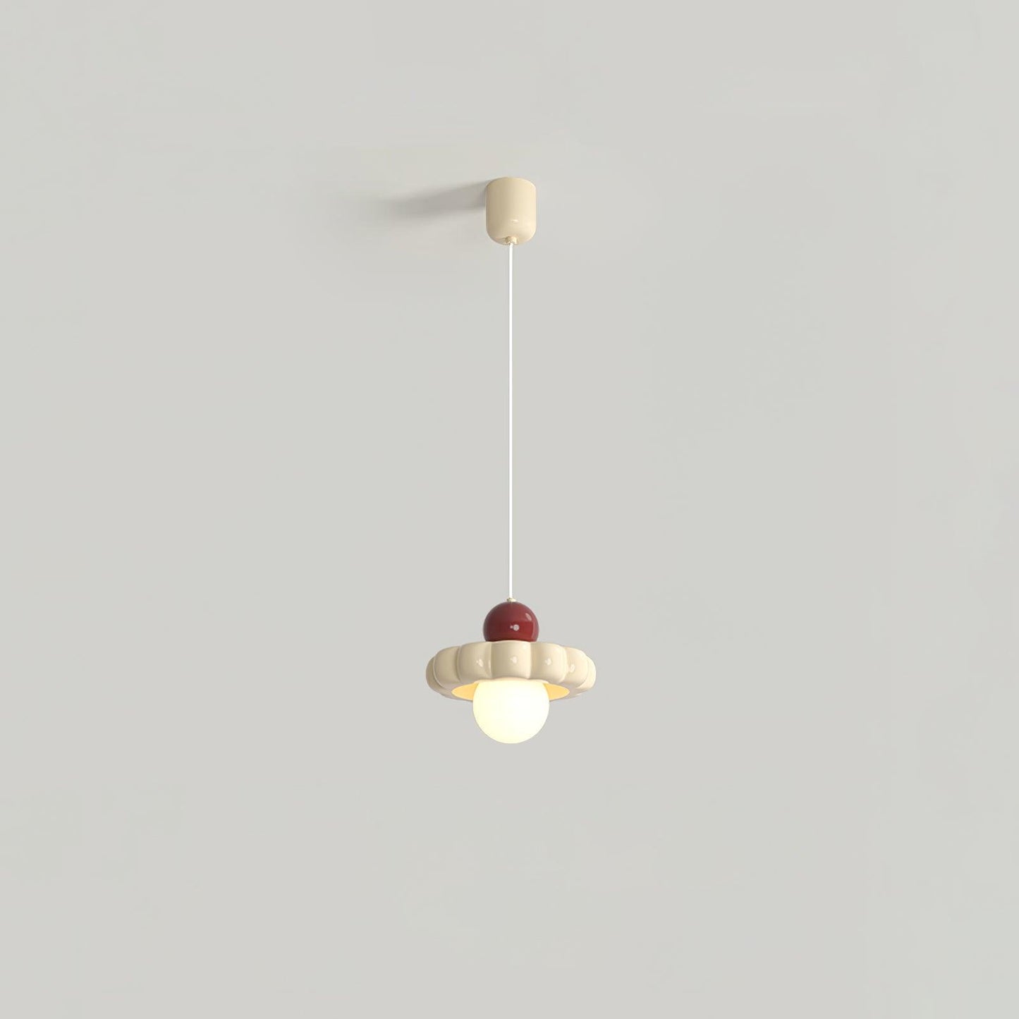 Cream Cloud Pendant Lamp ∅ 7.3″ x H 4.3″ / Dia 18.5cm x H 11cm / Milk coffee + Wine red Pendant light