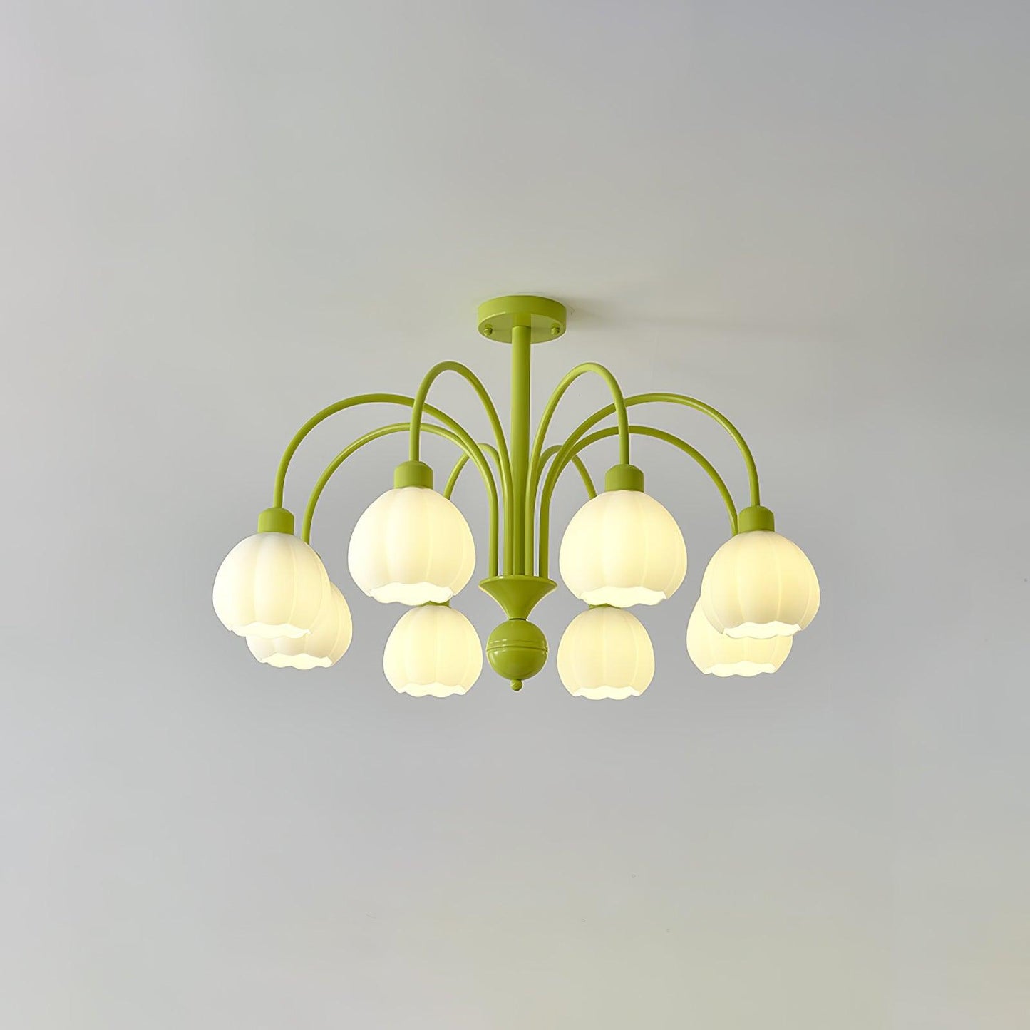 Cream Pumpkin Ball Chandelier 8 heads ∅ 31.4″ x H 22.8″ / Dia 80cm x H 58cm / Green & White Chandelier