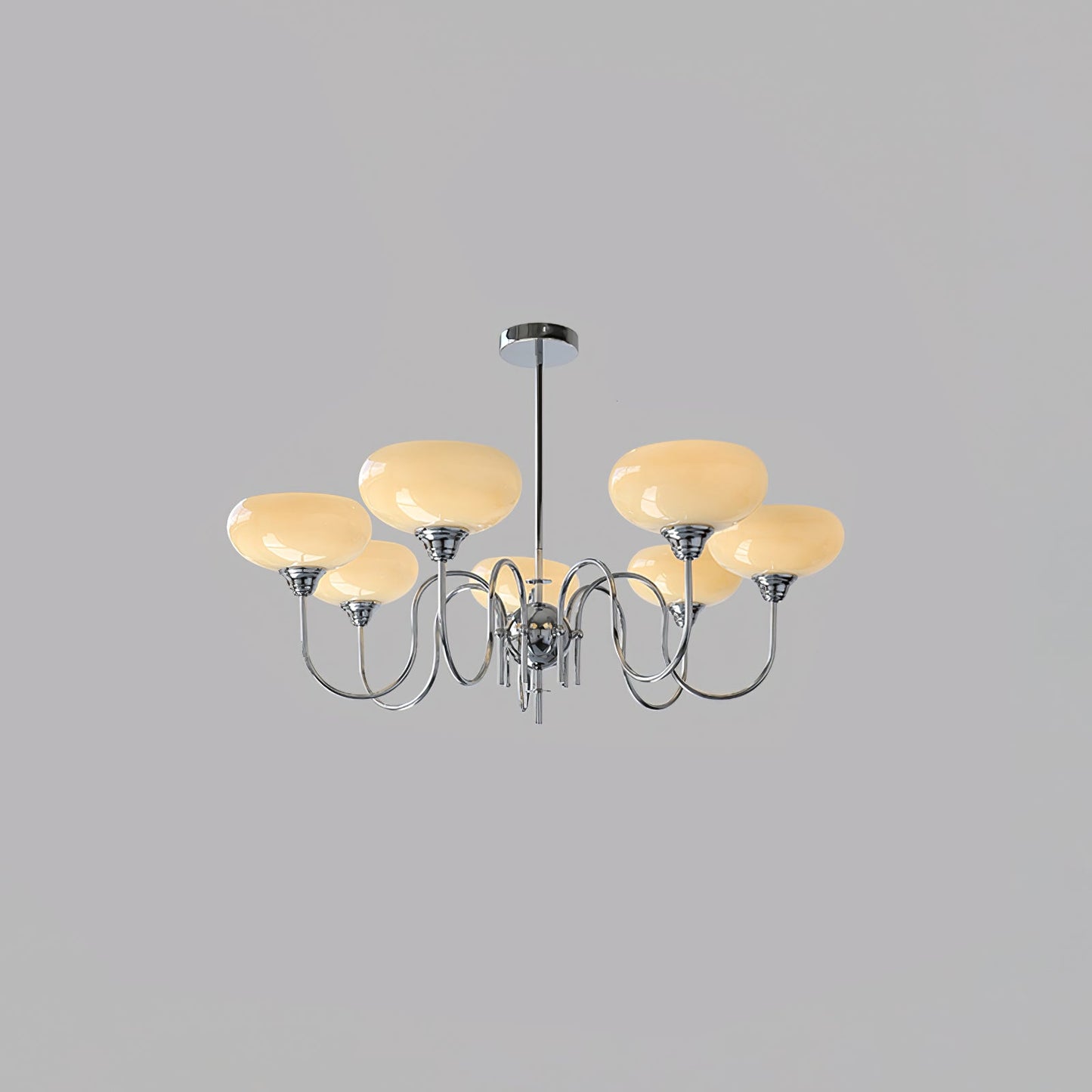 Creamy Persimmon Chandelier 7 Lamps ∅ 35.4″ x H 20.5″ / Dia 90cm x H 52cm / Chrome & Creamy yellow Chandelier