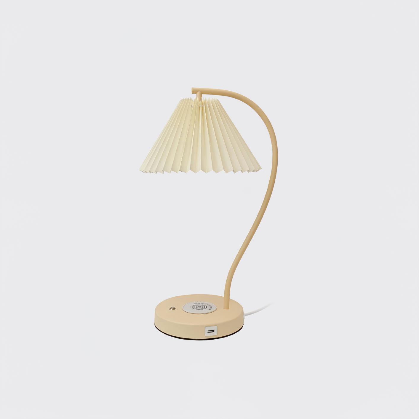 Crescini Pleated Table Lamp ∅ 11.4″ x H 18.5″/ Dia 29cm x H 47cm / Cream & Light Yellow / US plug Table lamp