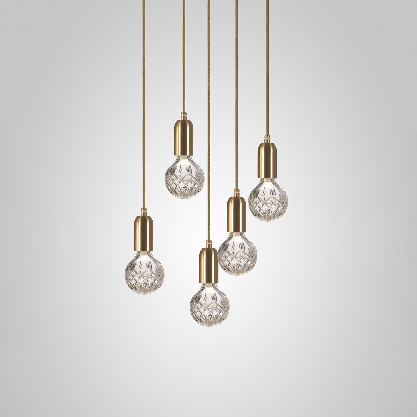 Crystal Bulb LED Pendant Lamp 5heads ∅ 7.9″ x H 59″ / Dia 20cm x H 150cm / Brass & Clear Pendant light