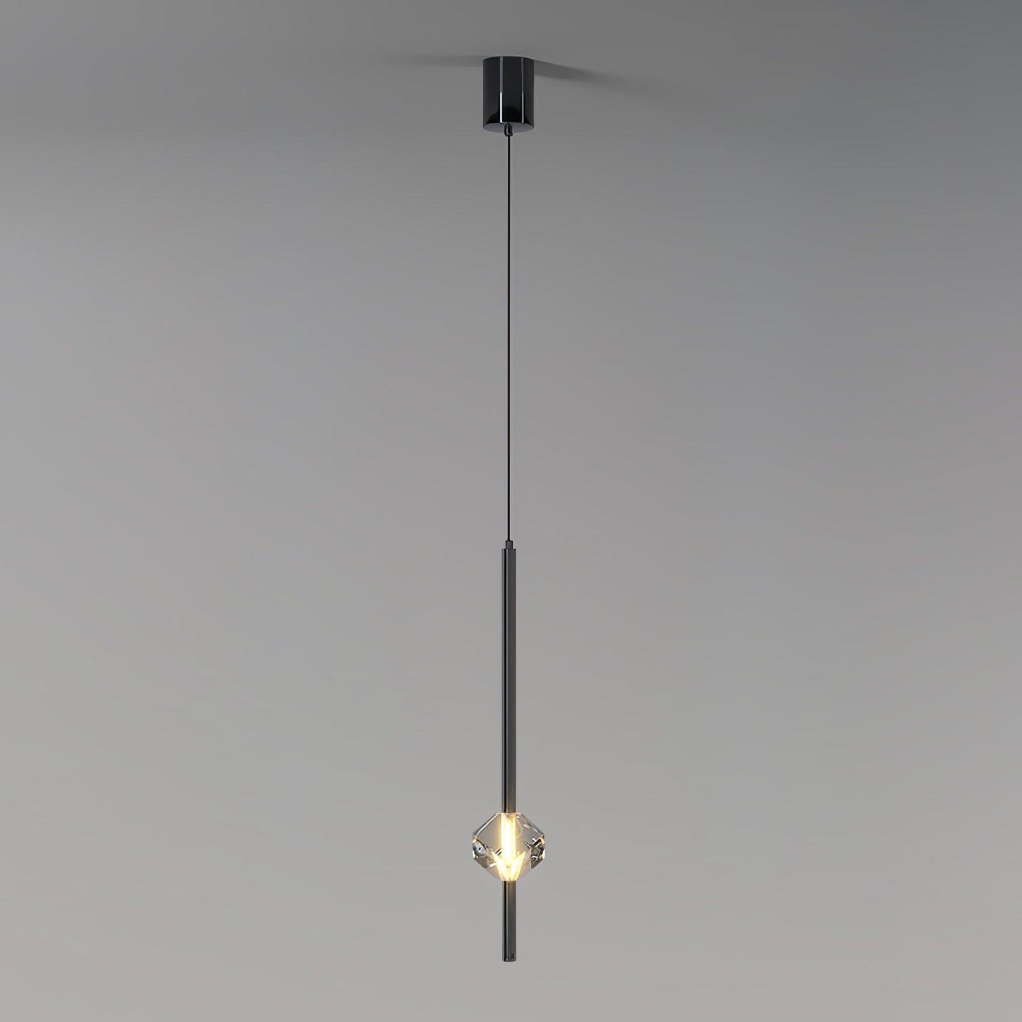 Crystal LED Pendant Lamp Crystal downwards ∅ 3.9″ x H 59″ / Dia 10cm x H 150cm / Black & Clear / Neutral Light Pendant