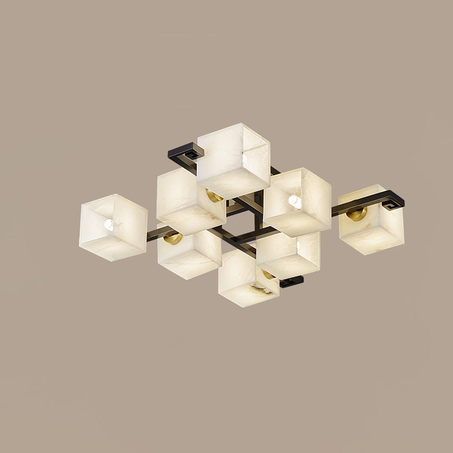 Kubistische Alabaster Cluster Deckenlampe