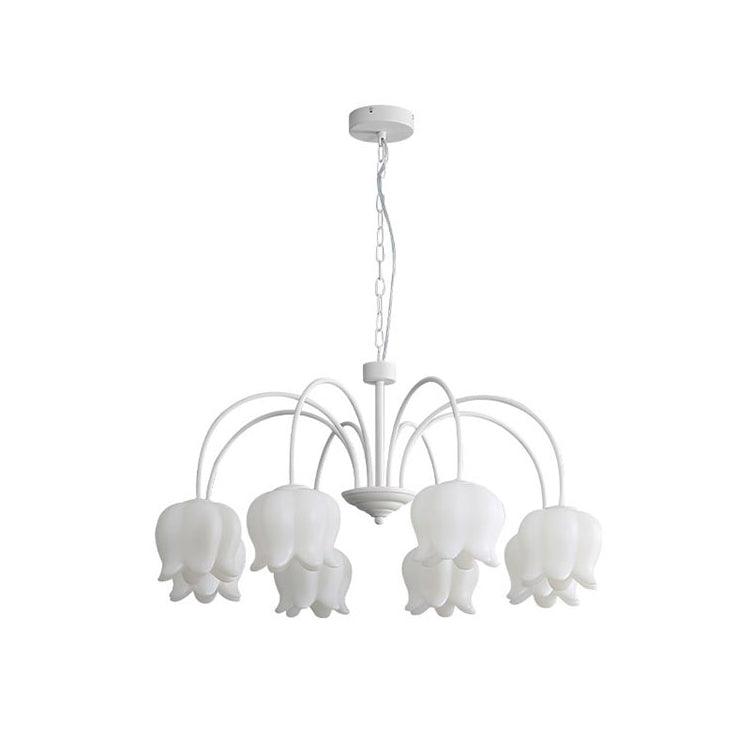 Curved Arm Bell Chandelier 8 heads ∅ 31.5″ x H 15.7″ / Dia 80cm x H 40cm / White Chandelier