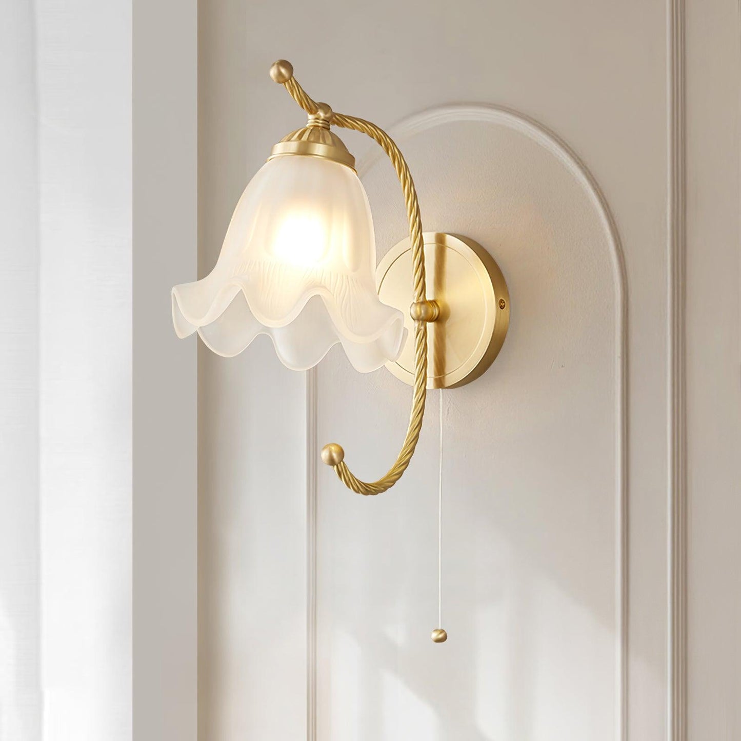 Curved Gooseneck Brass Glass Sconce Wall lamp