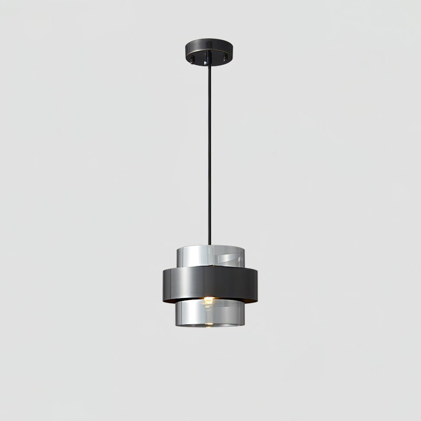 Cylinder Down Pendant Lamp ∅ 7.5″ x H 5.9″ / Dia 19cm x H 15cm / Black & Grey Pendant light