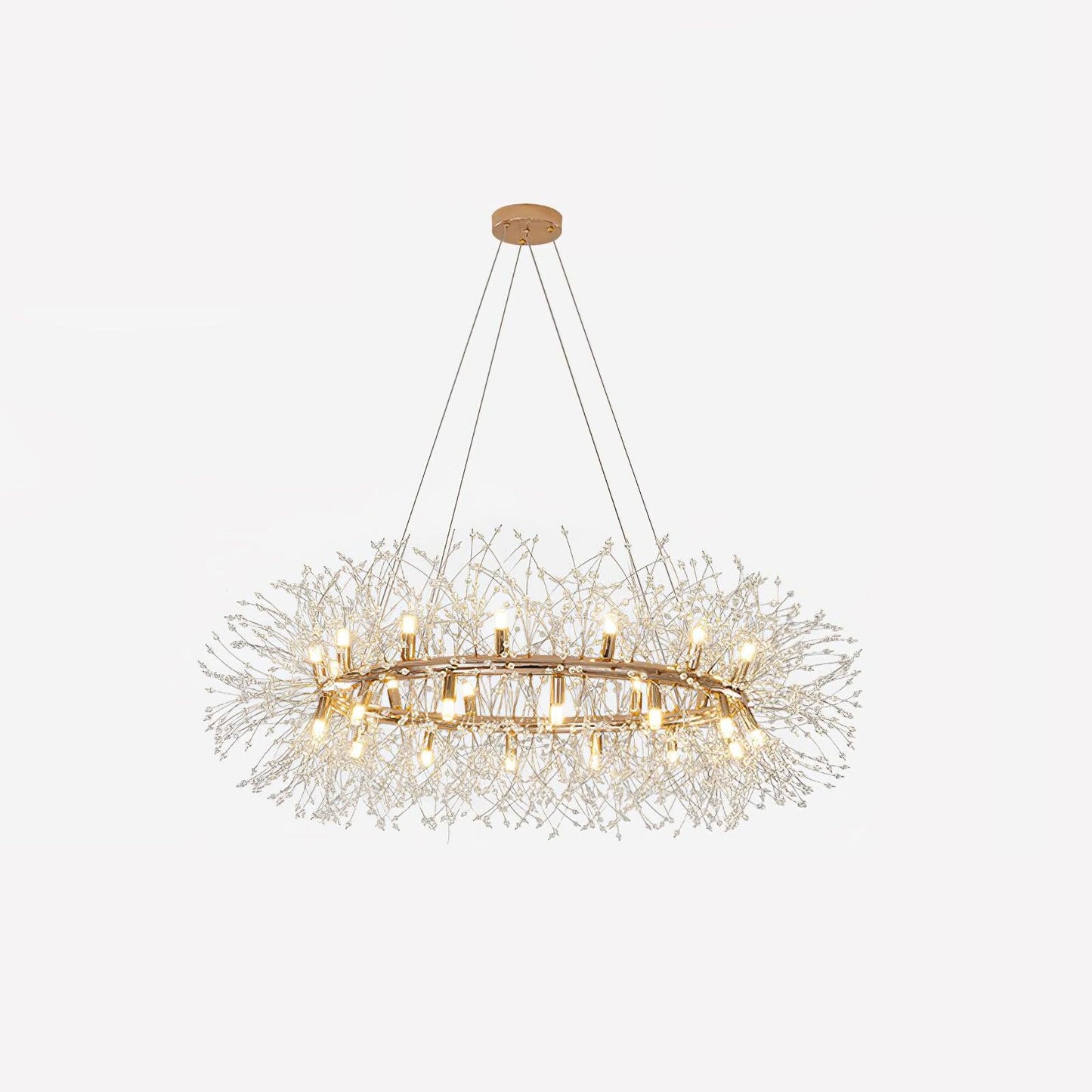 Dandelion Round Chandelier ∅ 37.4″ x H 59.1″ / Dia 95cm x H 150cm (G9*20) / Clear Glass & Gold Chandelier
