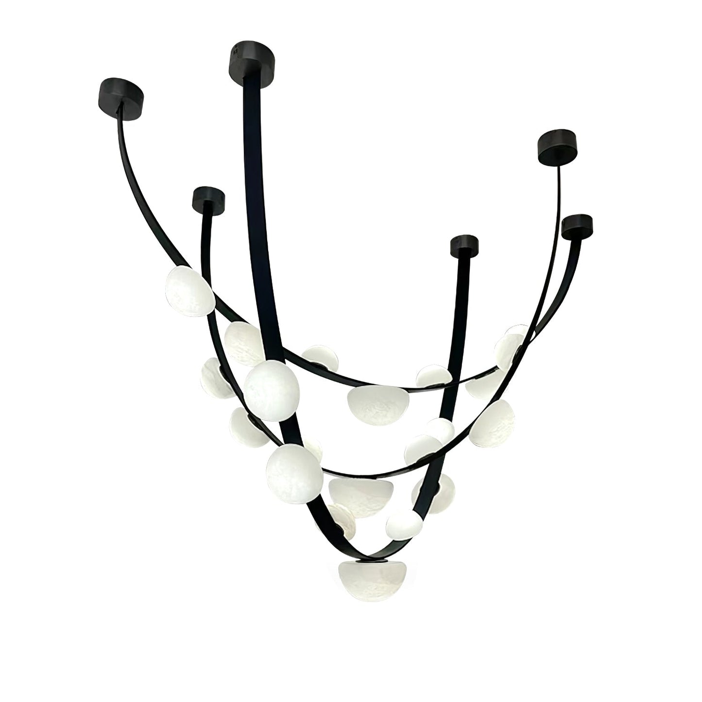 Dew Drops Alabaster Chandelier L 180cm x H 60cm / L 70.9″ x H 23.6″ / Black & White / Warm Light Chandelier