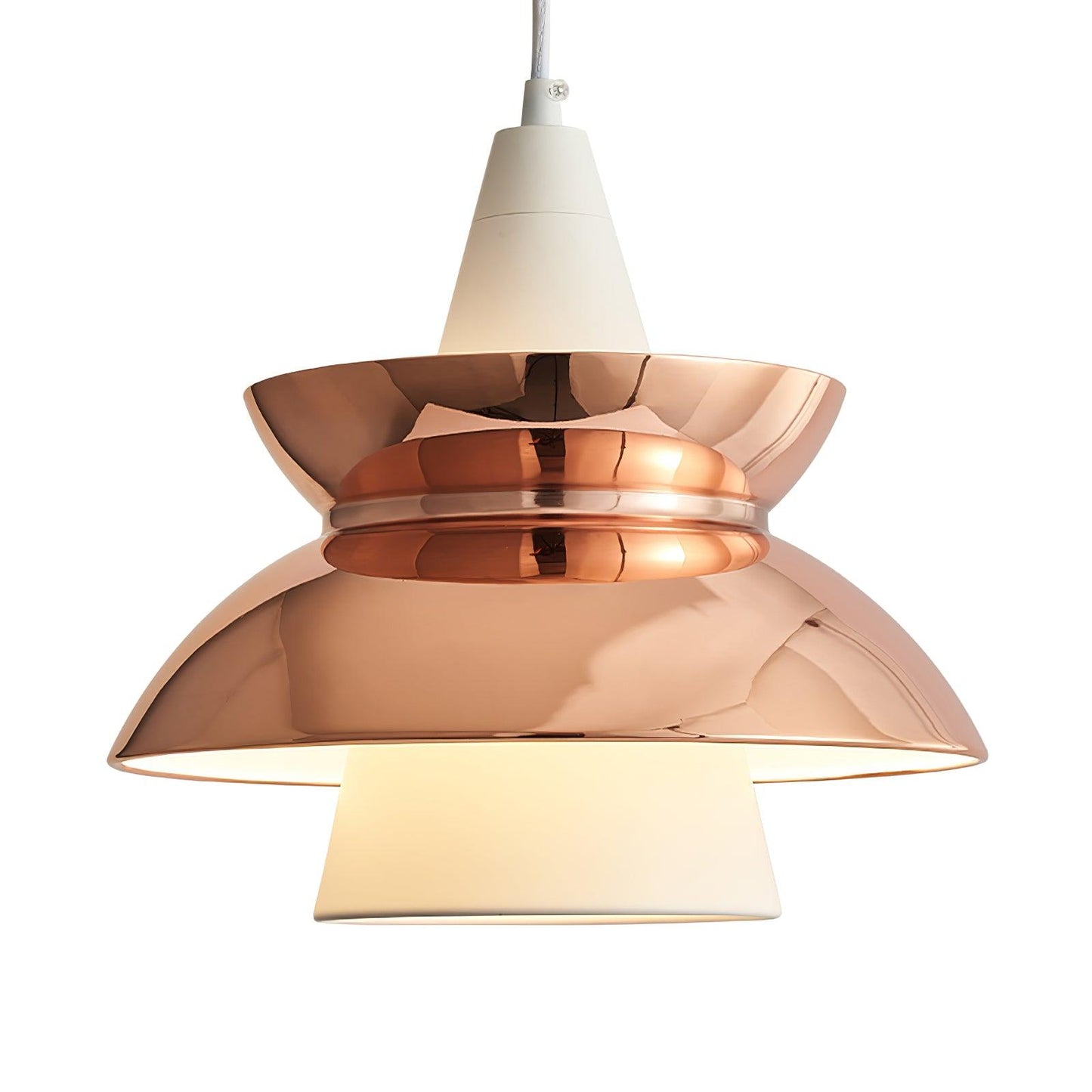 Doo Wop Pendant Lamp ∅ 11.2″ x H 10.4″ / Dia 28.5cm x H 26.5cm / Rose Gold & White Pendant light