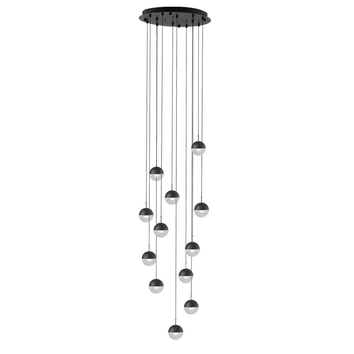 Restaurant Art LED Pendant Light 12heads ∅ 17.7″ x H 78.7″ / Dia 45cm x H 200cm / Matt black / Warm Light Pendant light