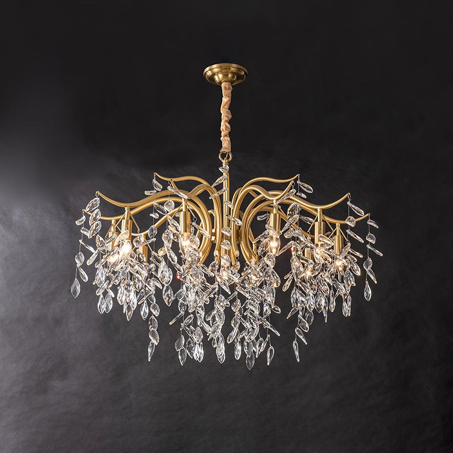Dorale Chandelier 11 heads ∅ 43.4″ x H 25.5″/ Dia 100cm x H 70cm / Brass & Clear Chandelier
