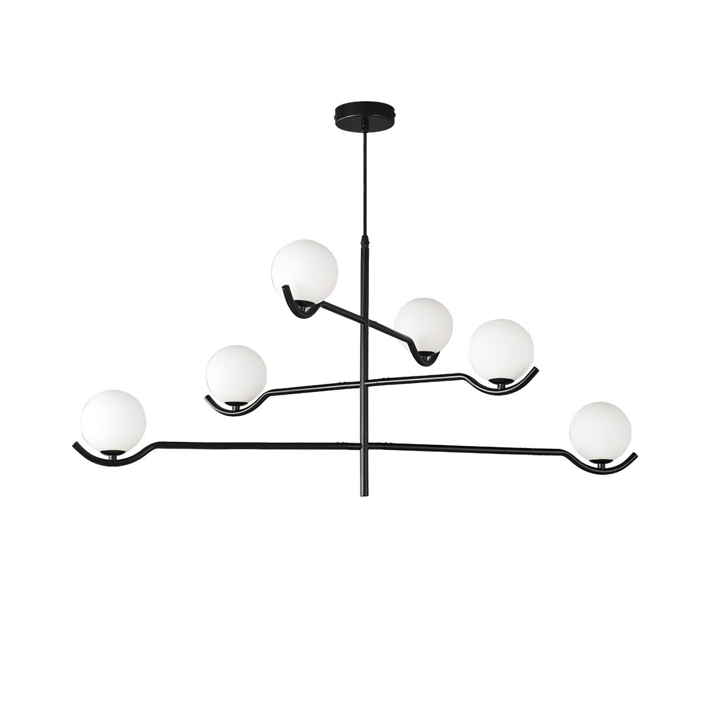 Doris Chandelier 6 Heads ∅ 35.4″ x H 15.7″ / Dia 90cm x H 40cm / Black & White Chandelier
