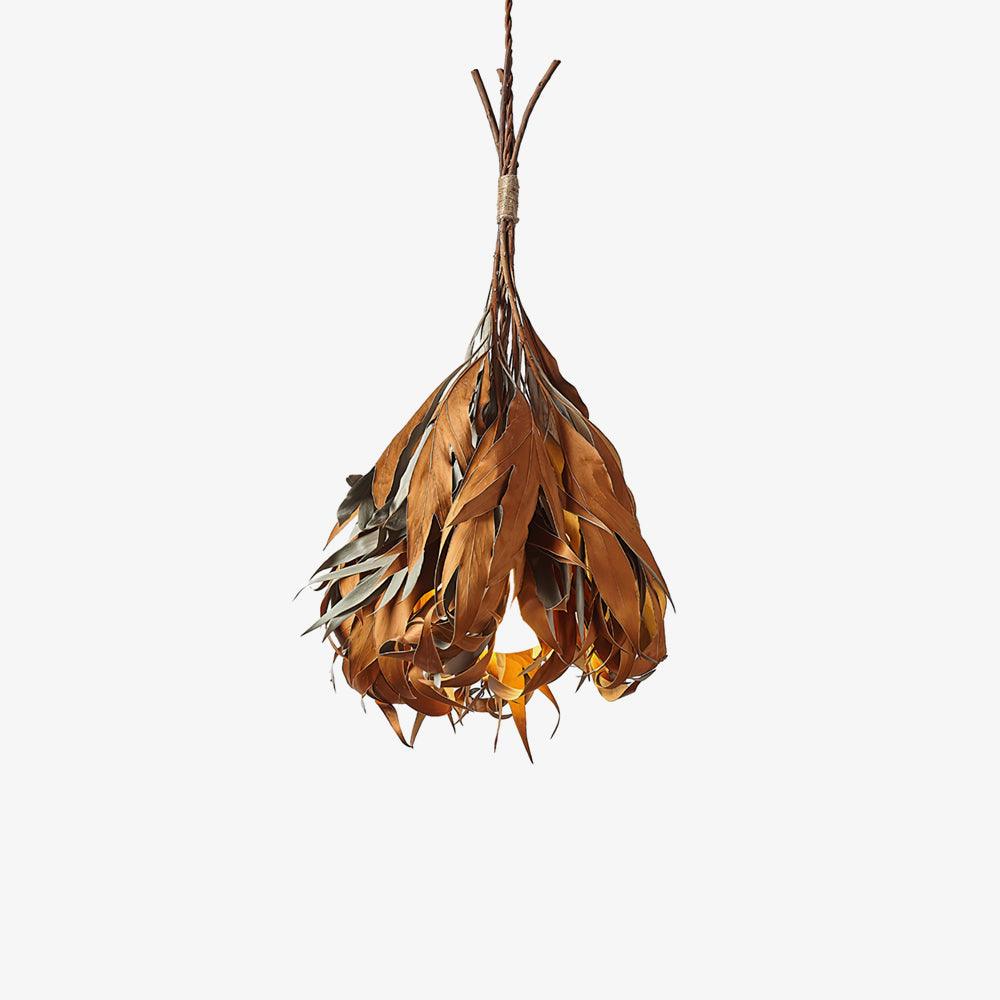Dried Branch Leaf Pendant Lamp ∅ 13.8″ x H 19.7″ / Dia 35cm x H 50cm / Natural yellow deadwood leaves Pendant light