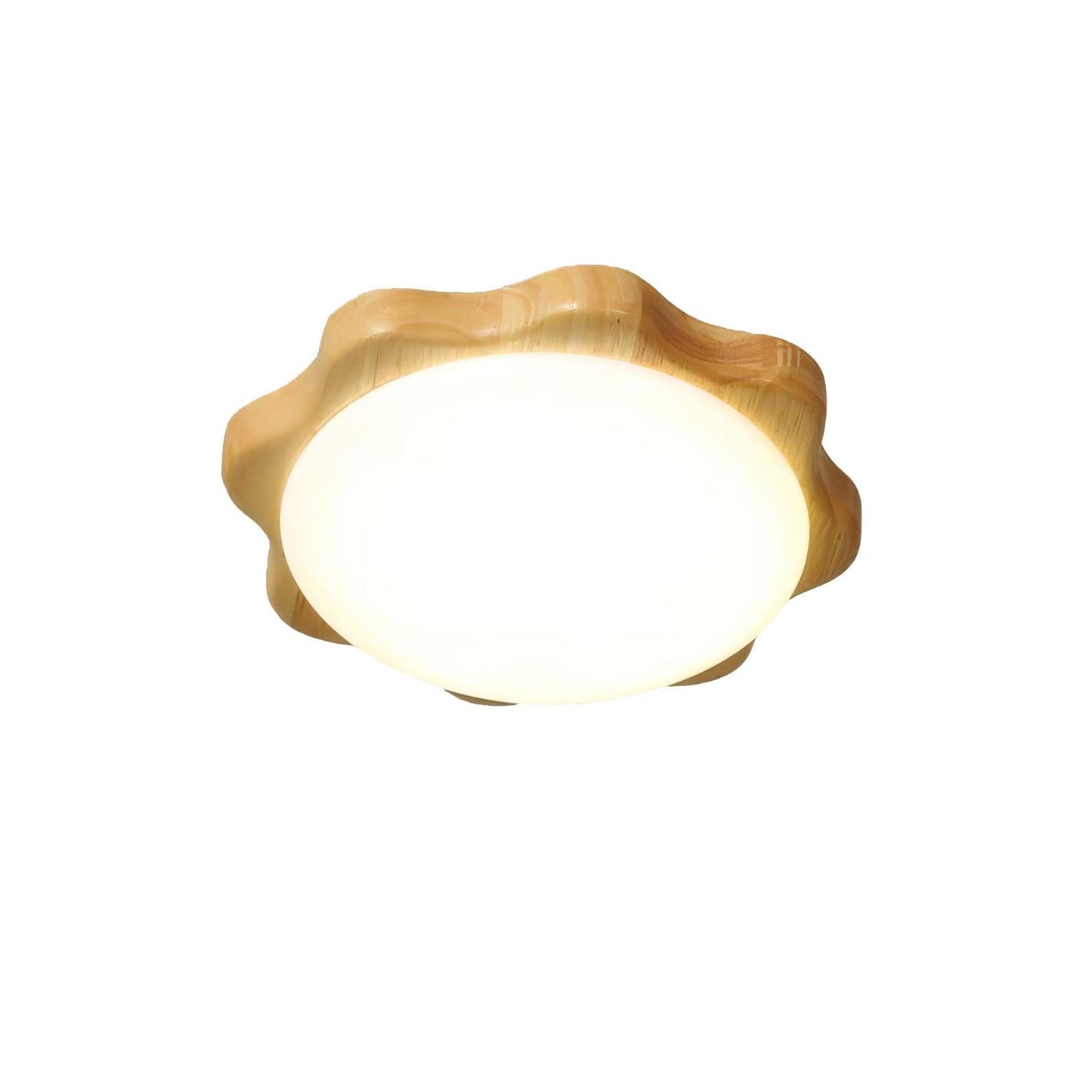 Drum Wood Ceiling Lamp Flower ∅ 15.7″ x H 3.9″ / Dia 40cm x H 10cm / Wood color / Warm light Ceiling lamp