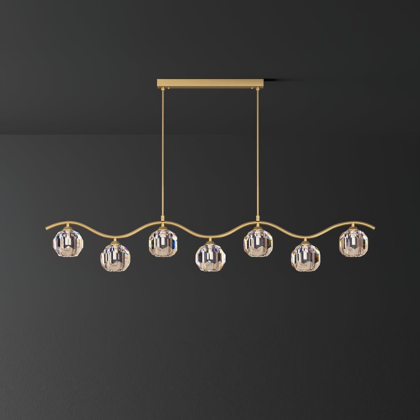 Eara Crystal Chandelier ∅ 46.4″ x H 5.1″ / L 118cm x H 13cm / Brass Chandelier