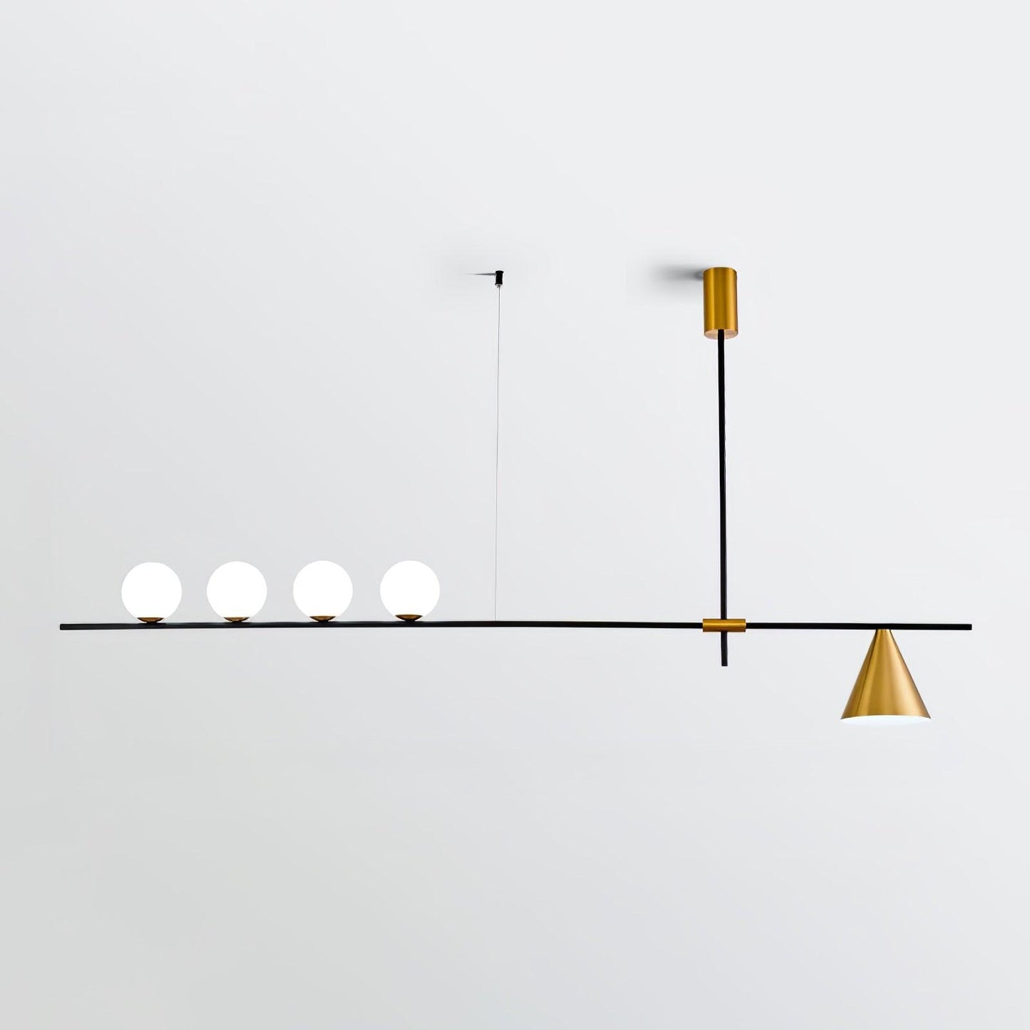 Eclipse Linear Suspension Light L 61″ x H 27.6″ / L 155cm x H 70cm / Gold & Gold Lampshade Pendant light