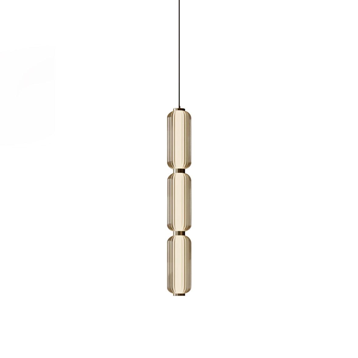 Elma Linear Pendant Lamp ∅ 4.7″ x H 37″ / Dia 12cm x H 94cm / Gold & Clear & White / Warm Light Pendant light