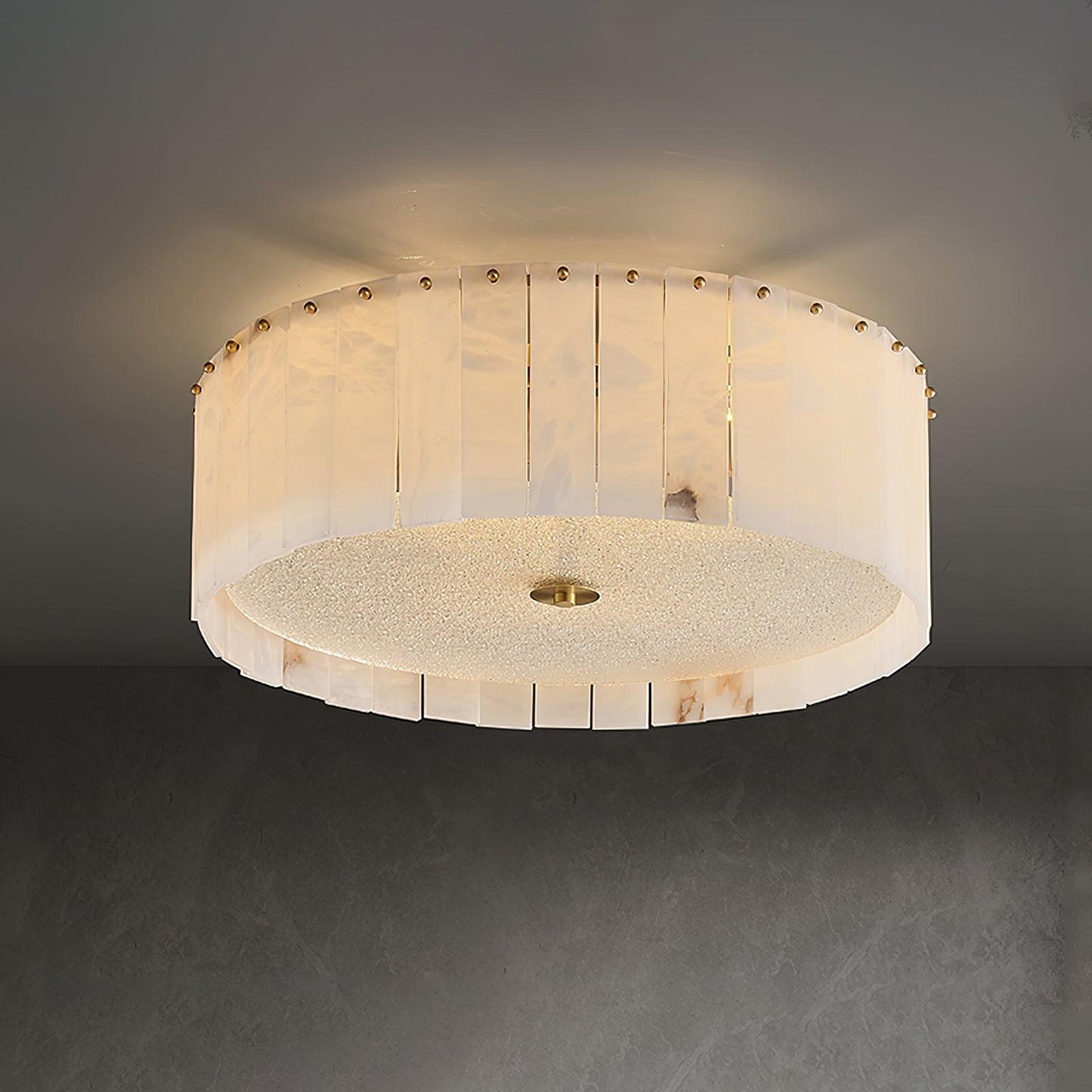 Elysian Alabaster Ceiling Lamp ∅ 23.6″ x H 8.3″ / Dia 60cm x H 21cm / Brass & White Ceiling lamp