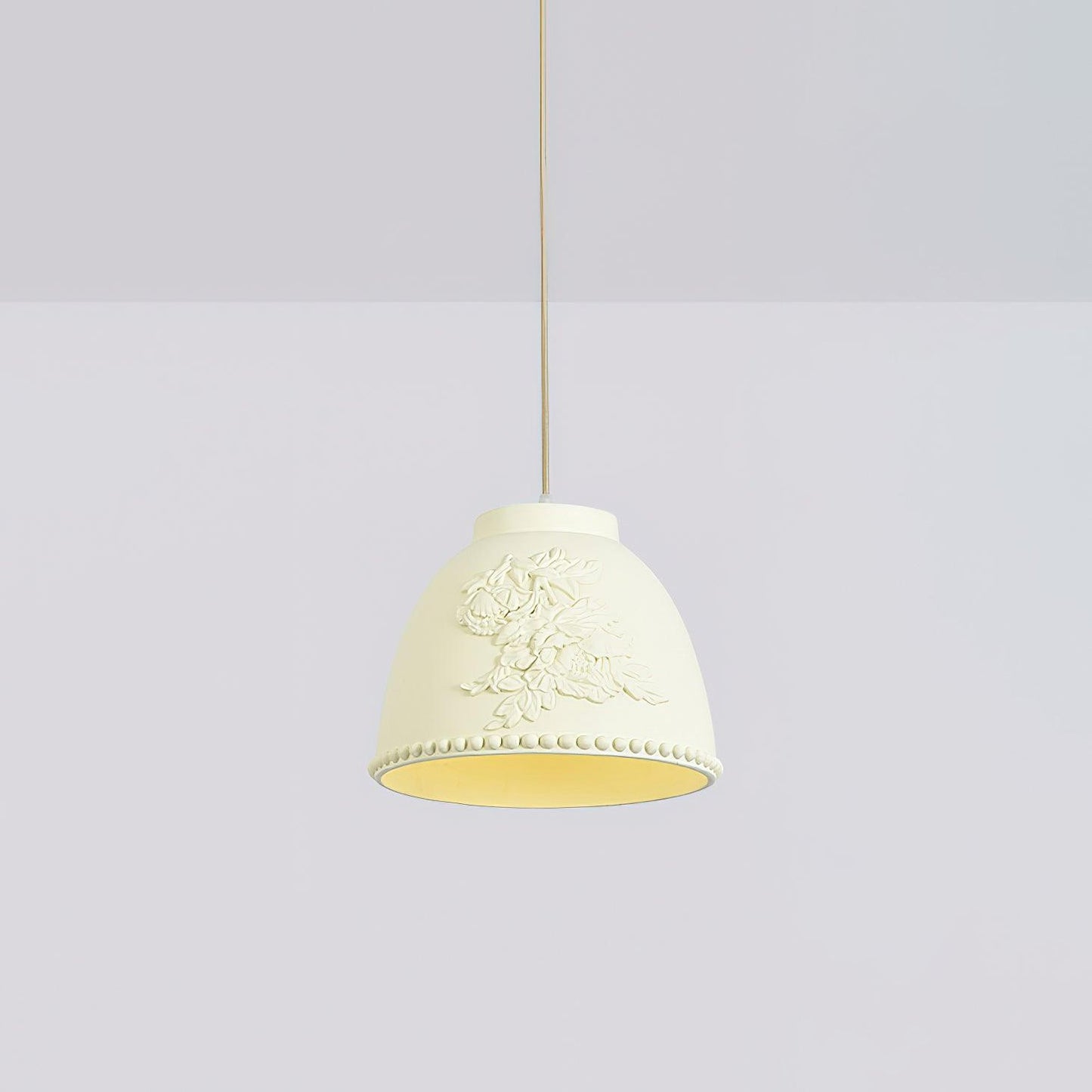 Embossed Flora Pendant Lamp ∅ 11″ x H 8.7″ / Dia 28cm x H 22cm / Beige Pendant light