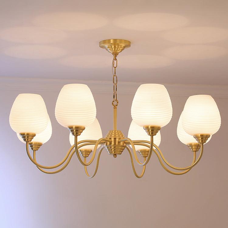 Endon Alton Chandelier 8 heads ∅ 36.6″ x H 11.8″ / Dia 93cm x H 30cm / Brass + White Chandelier