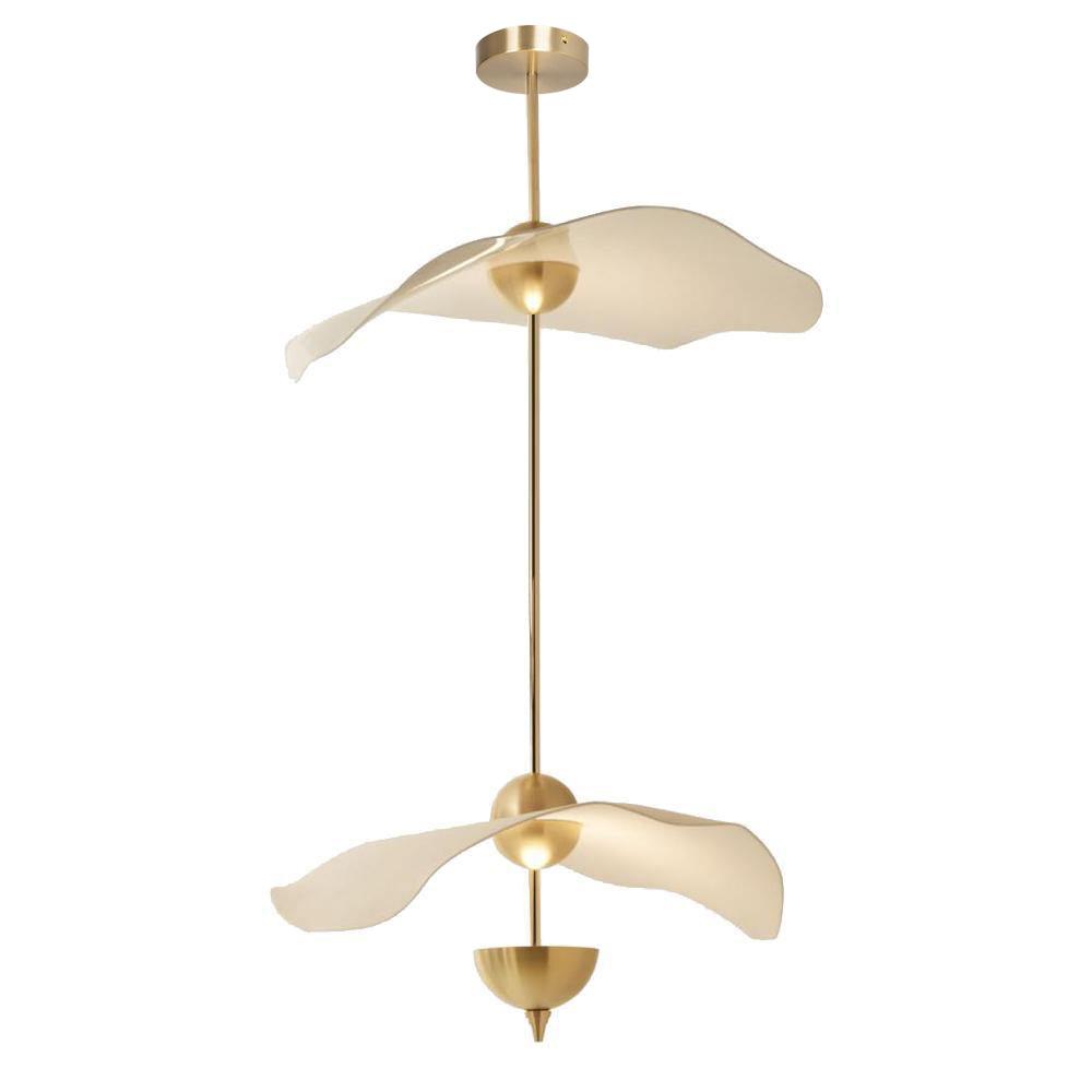 Envolee Double Biscuit Pendant Light ∅ 23.6’’ x H 27.5’’ / Dia 60cm x H 70cm / Gold & White / Warm Light Pendant light