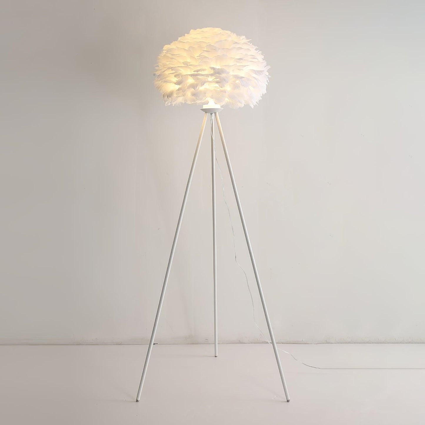 Eos Feather Floor Lamp ∅ 19.6″ x H 59″/ Dia 50cm x H 150cm / White & White / US plug Floor lamp