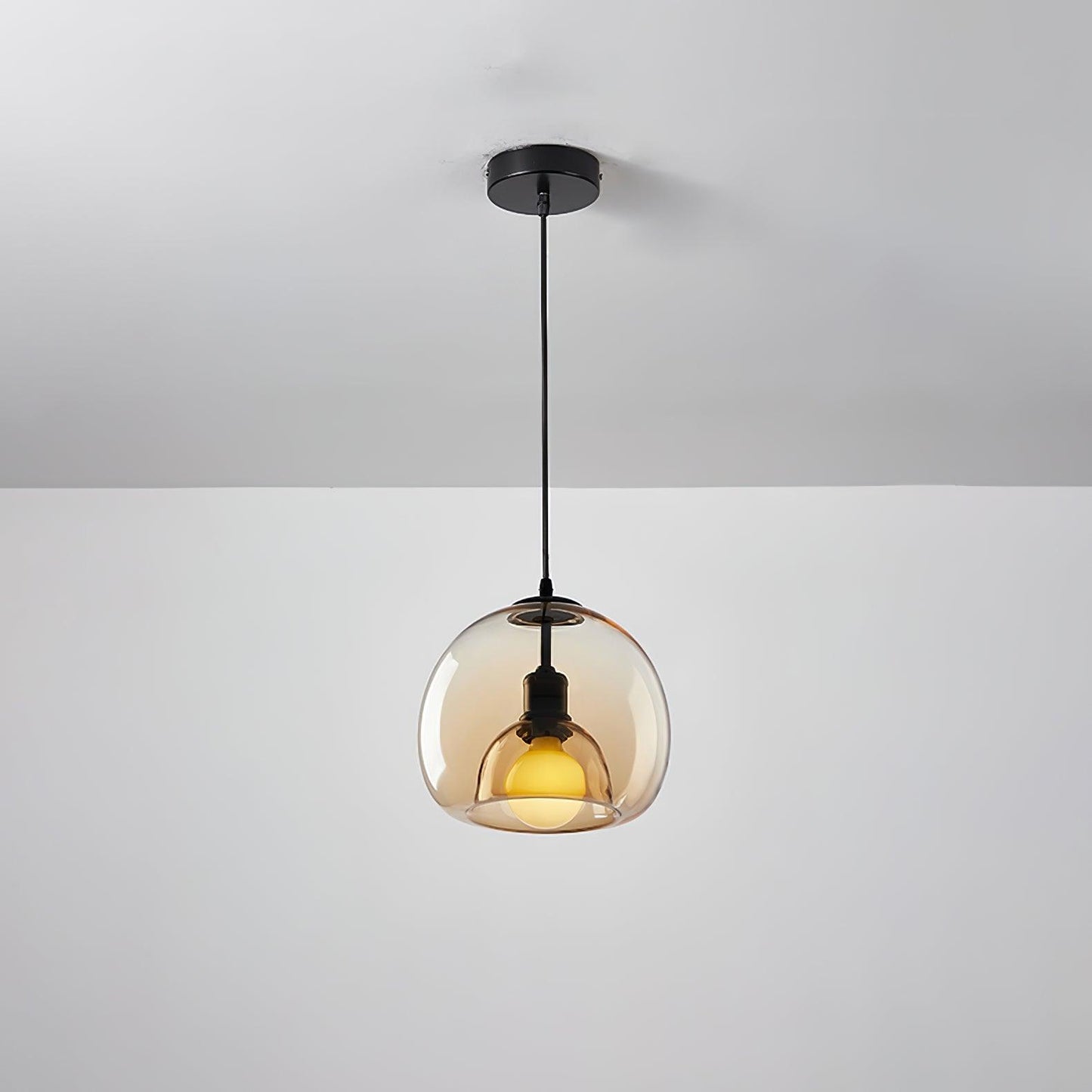 Eres Pendant Lamp ∅ 9.1″ x H 8.3″ / Dia 23cm x H 21cm / Black & Cognac color Pendant light