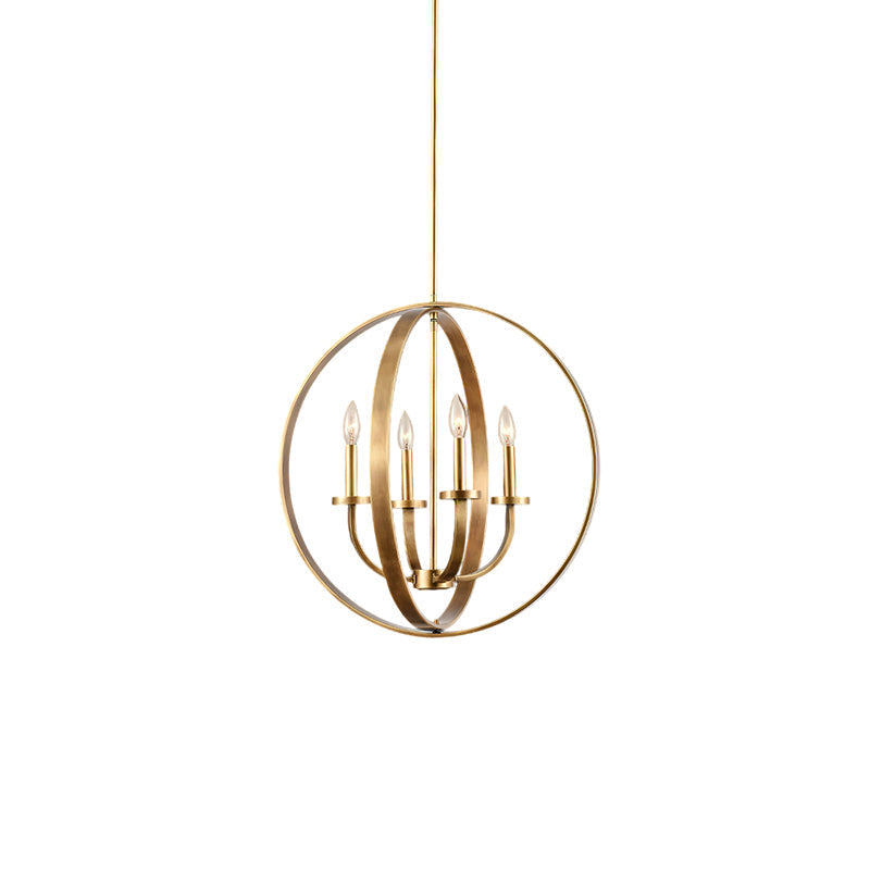 Farmhouse Lantern Chandelier Model D ∅ 22″ x H 22″ / Dia 56cm x H 56cm / Brass Chandelier