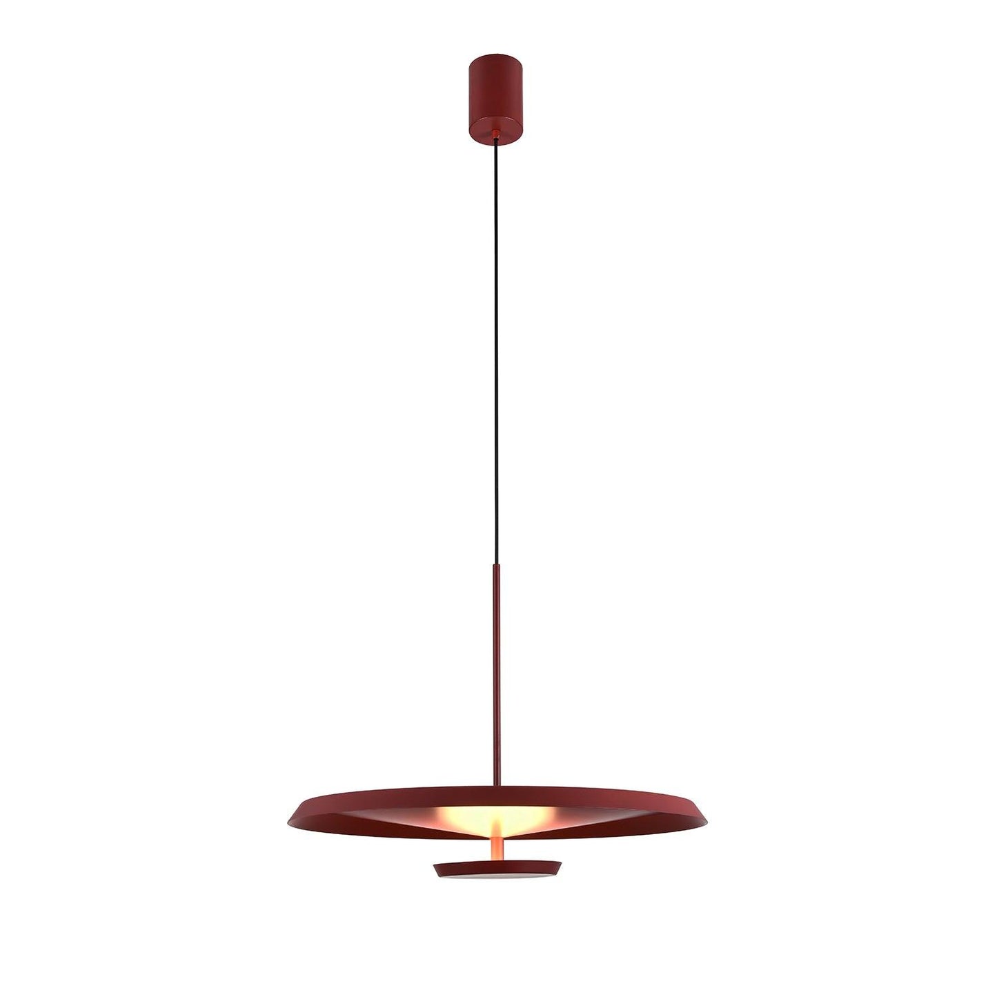 Flat Pendant Light ∅ 9.8″ x H 10.4″ / Dia 25cm x H 26.5cm / Dark red / Warm Light Pendant light