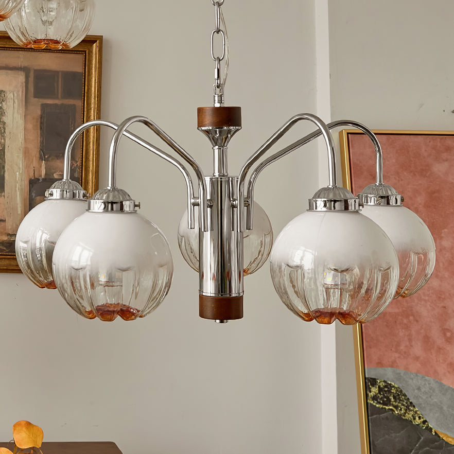 Flower Bud Chandelier 5 heads ∅ 19.7″ x H 13″ / Dia 50cm x H 33cm / Chrome & White Chandelier