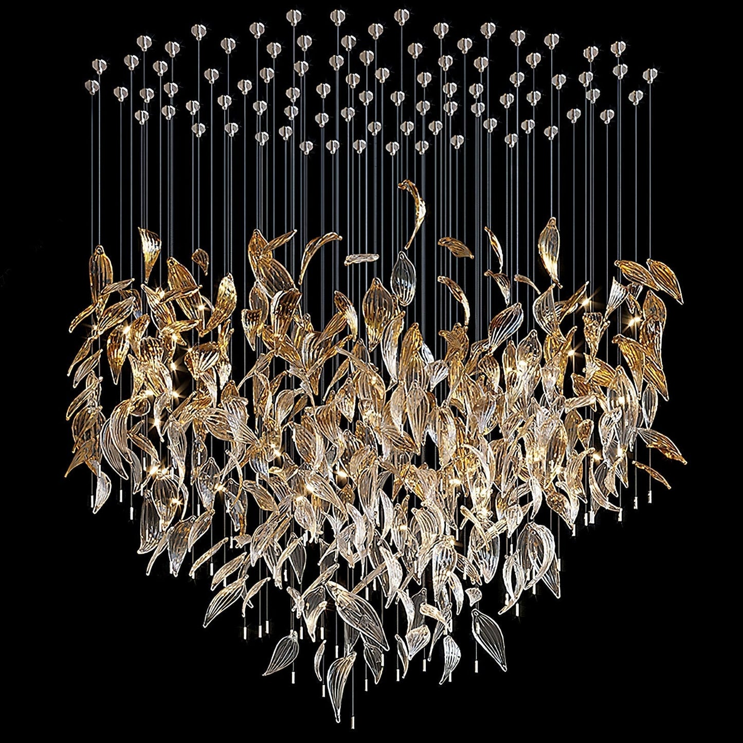 Fluttering Leaves Chandelier Support Customized Drawings / Amber / Warm Light Chandelier