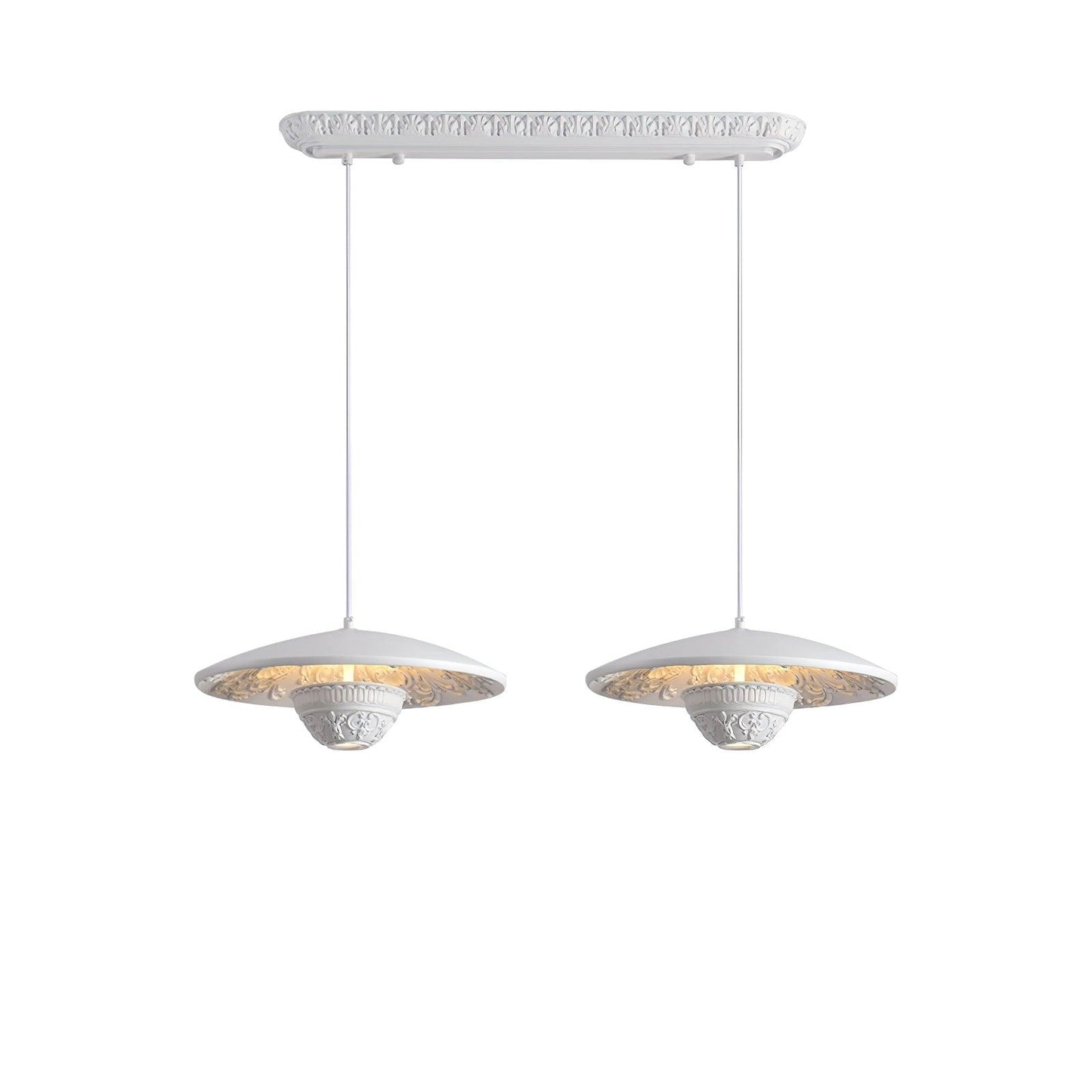 Flying Saucer Resin Pendant Lamp ∅ 23.6″ x H 59″ / Dia 60cm x H 150cm / White / Warm Light Pendant light