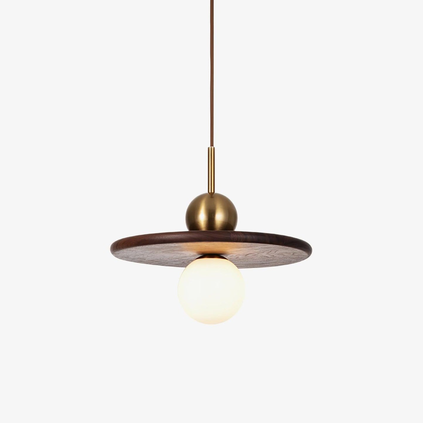 Flying Saucer Walnut Pendant Lamp ∅ 11.8″ x H 5.9″ / Dia 30cm x H 15cm / Brass & Walnut Pendant light