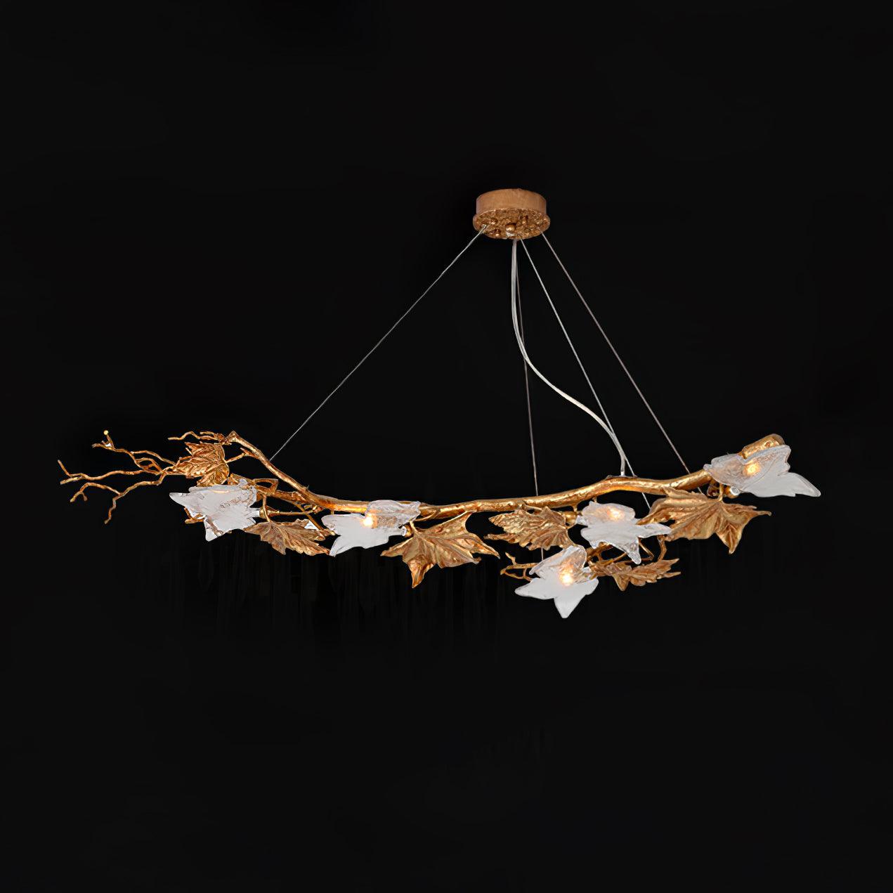 Folio Branch Brass Chandelier ∅ 63″ x W 20.5″ x H 11.8″ / Dia 160cm x W 52cm x H 30cm / Brass & Clear Pendant light