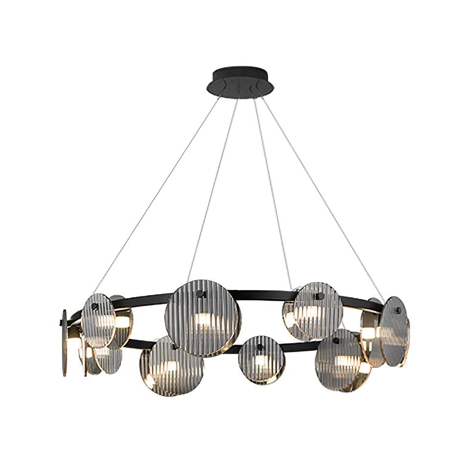 Foliole Chandelier 8 heads ∅ 23.6″ x H 59″ / Dia 60cm x H 150cm / Black / Warm Light Chandelier