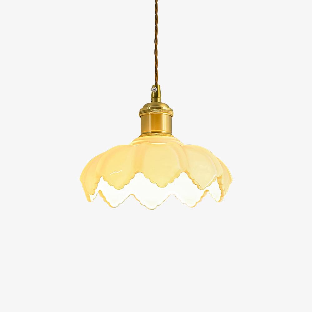 French Petal Pendant Light ∅ 7.1″ x H 5.9″ / Dia 18cm x H 15cm / Gold & White Pendant light