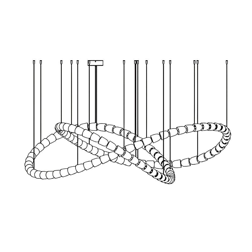 Gabriel Chandelier C 111 heads ∅ 78.7″ x H 23.6″ / Dia 200cm x H 60cm / Clear & Chrome / Warm Light Chandelier