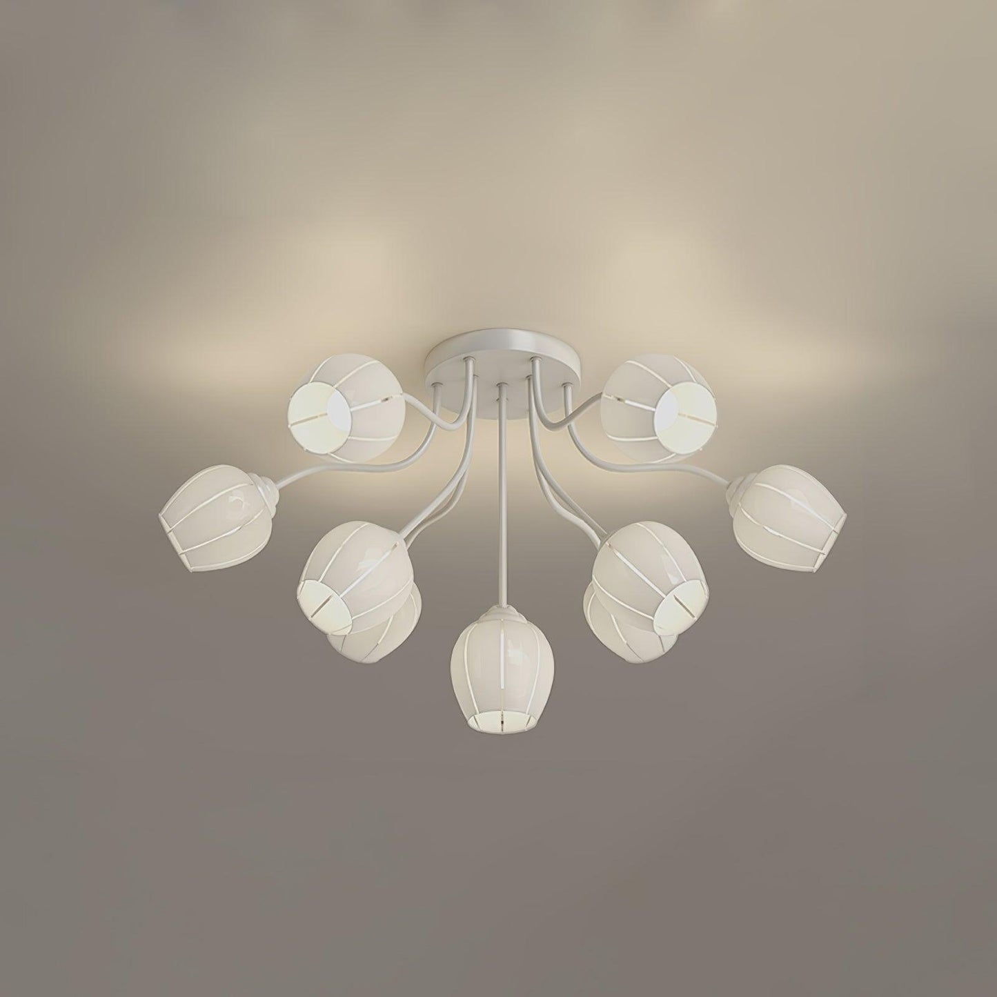 Garden Flower Ceiling Lamp Model B 10 heads ∅ 35.4″ x H 18.1″ / Dia 90cm x H 46cm / White & White Ceiling lamp