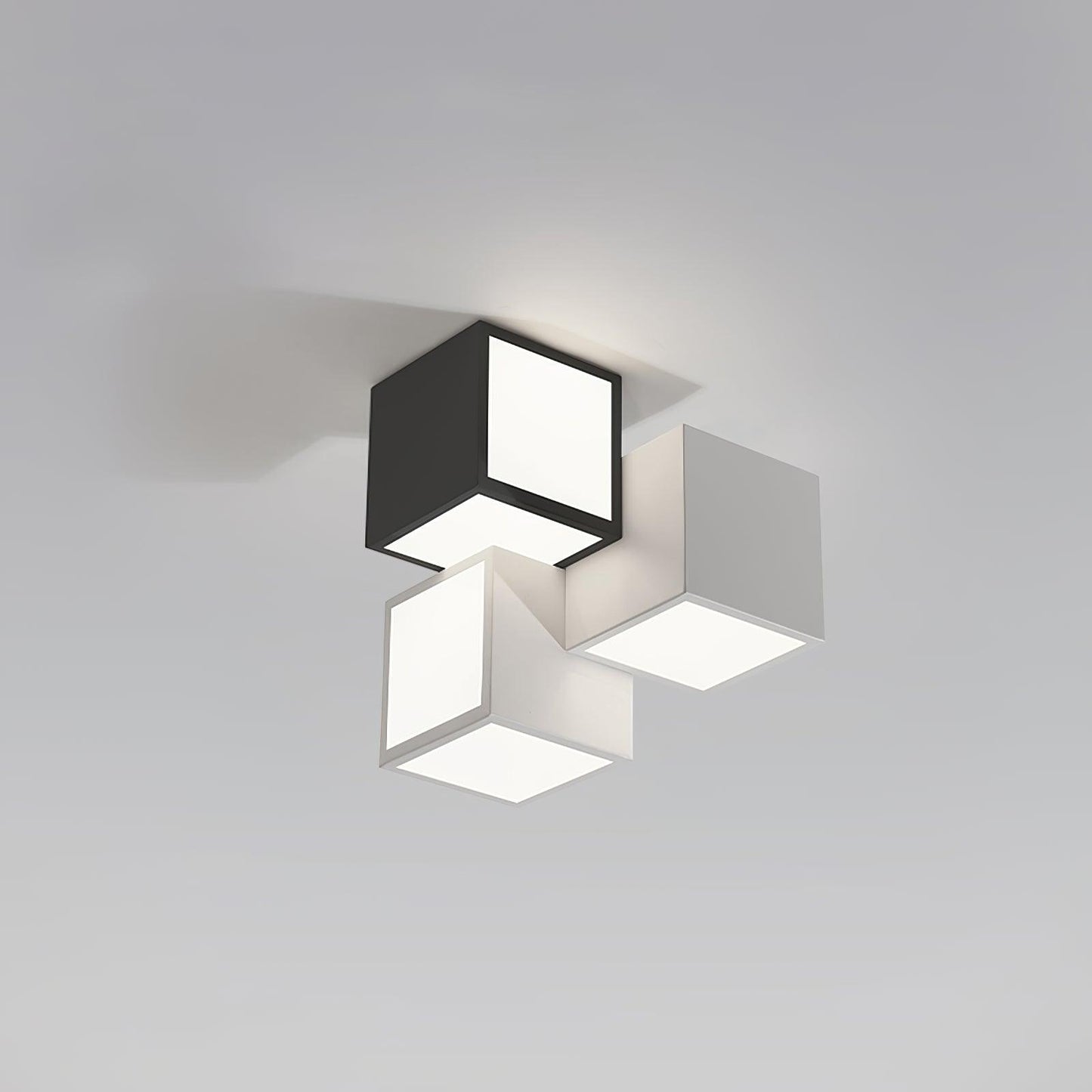 Geometric Ceiling Lamp ∅ 11.8″ x H 11.8″ / Dia 30cm x H 30cm / Black & Two White / Warm White Ceiling lamp