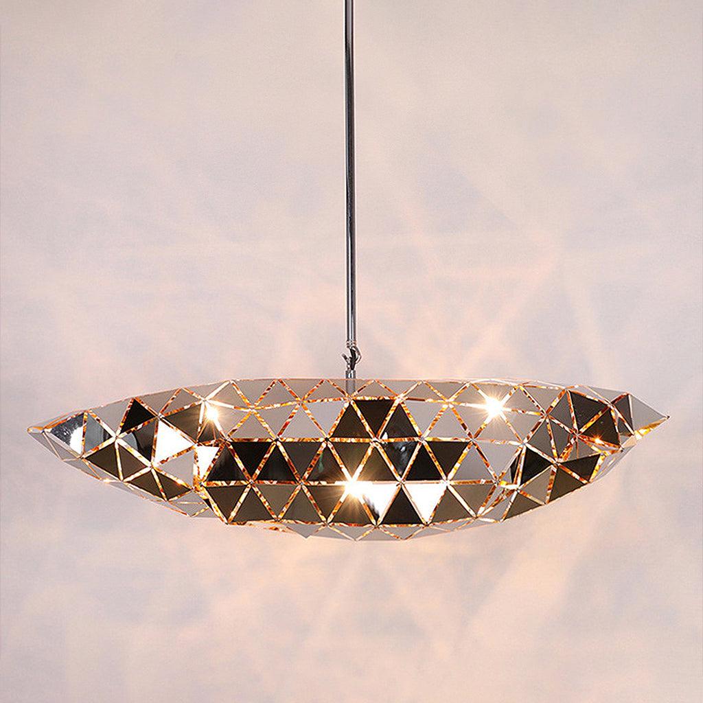 Geometric Panel Pendant Lamp Dia 80m x H 25cm / ∅ 31.5″ x H 9.8″ / Chrome Pendant light