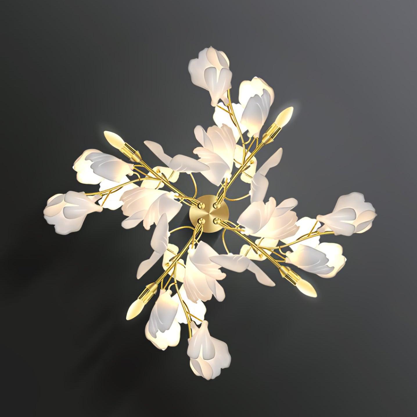 Gingko Flowers Wall Lamp ∅ 31.5″ x H 31.5″ / Dia 80cm x H 80cm / Gold & White Wall lamp